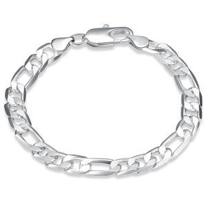 Stunning Sterling Silver 12MM Chain Link Figaro Bracelet - Unisex - New in Box